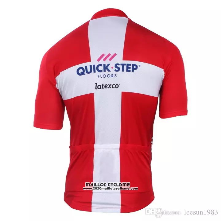 2018 2019 Maillot Ciclismo Quick Step Floors Champion Danemark Manches Courtes et Cuissard